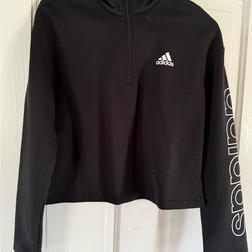 Adidas Black Half-Zip Cropped Top